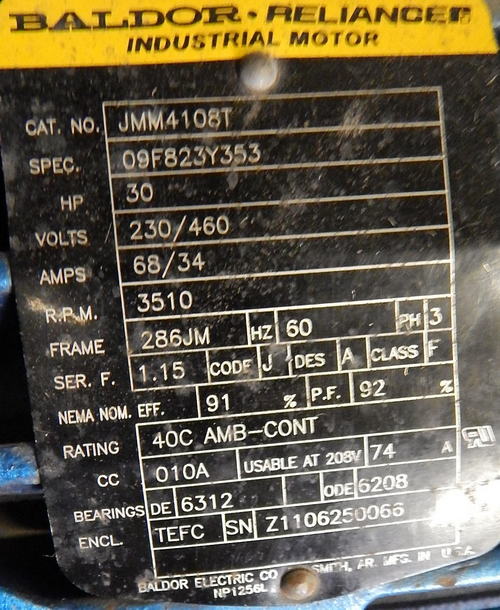 30 HP GOULDS/XYLEM Water Pump, 4 Suction, 3 Discharge, 6-5/8 Imp, (2) Avail