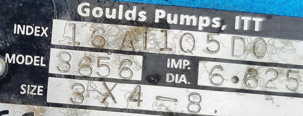 30 HP GOULDS/XYLEM Water Pump, 4 Suction, 3 Discharge, 6-5/8 Imp, (2) Avail