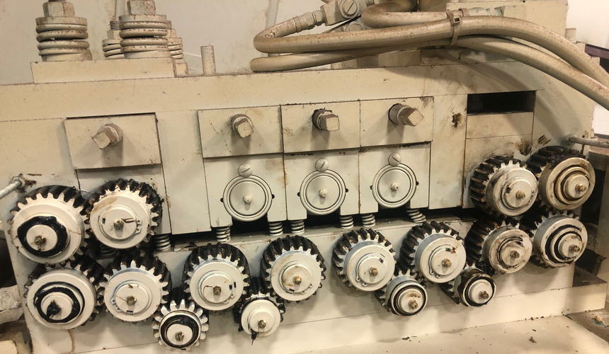 8,000 Lb x 12 W x .250 CWP Cradle Straightener, 7-Roll, 60 OD, 5 HP