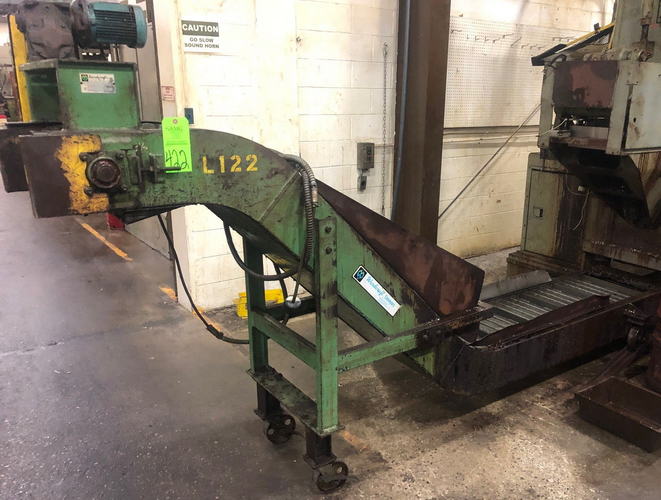 18 x 12' WARDCRAFT Scrap Conveyor, 5' Base Leg, 48 Rise, 16 Discharge