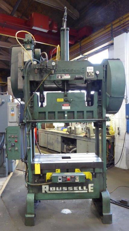 60 Ton ROUSSELLE SSDC Press, 4 Str, 26 SH, 3 Adj, 22 x 44 Bed, 50 SPM, 5 HP