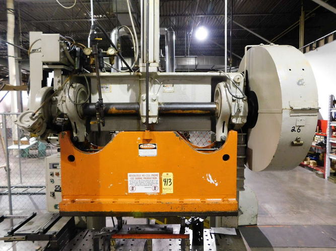 60 Ton ROUSSELLE OBI Press, 4 Str, 13-1/2 SH, 3 Adj, 18 x 60 Bed, 50 SPM