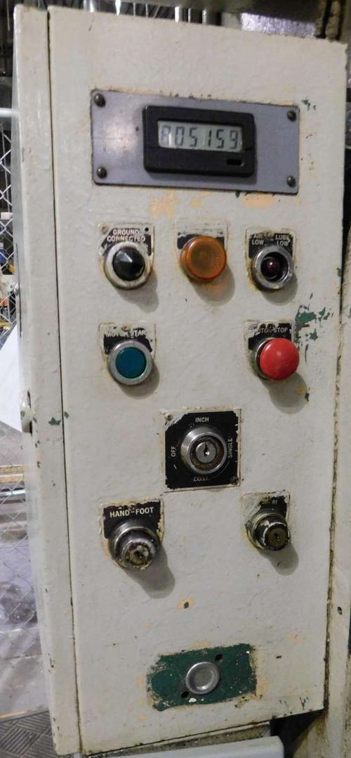 60 Ton ROUSSELLE OBI Press, 4 Str, 13-1/2 SH, 3 Adj, 18 x 60 Bed, 50 SPM