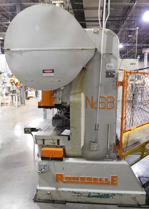 60 Ton ROUSSELLE OBI Press, 4 Str, 13-1/2 SH, 3 Adj, 18 x 60 Bed, 50 SPM