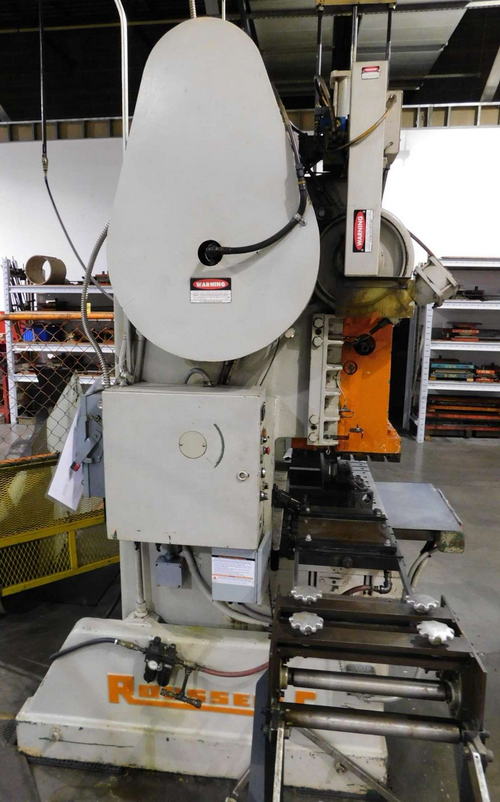 60 Ton ROUSSELLE OBI Press, 4 Str, 13-1/2 SH, 3 Adj, 18 x 60 Bed, 50 SPM