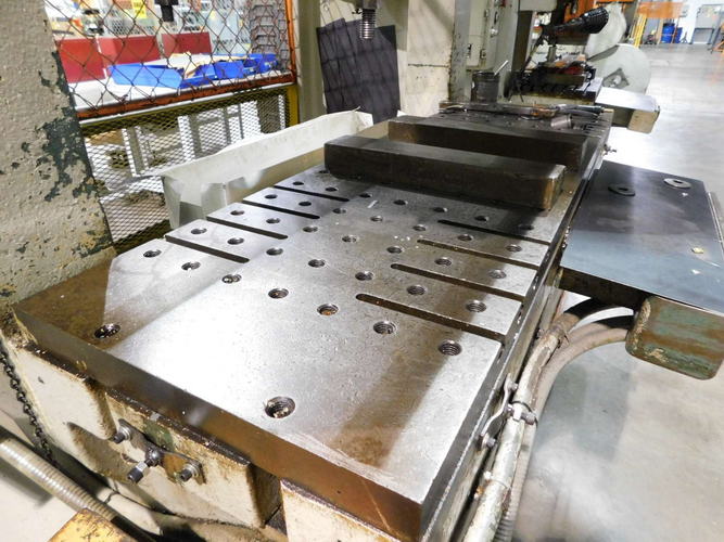 60 Ton ROUSSELLE OBI Press, 4 Str, 13-1/2 SH, 3 Adj, 18 x 60 Bed, 50 SPM