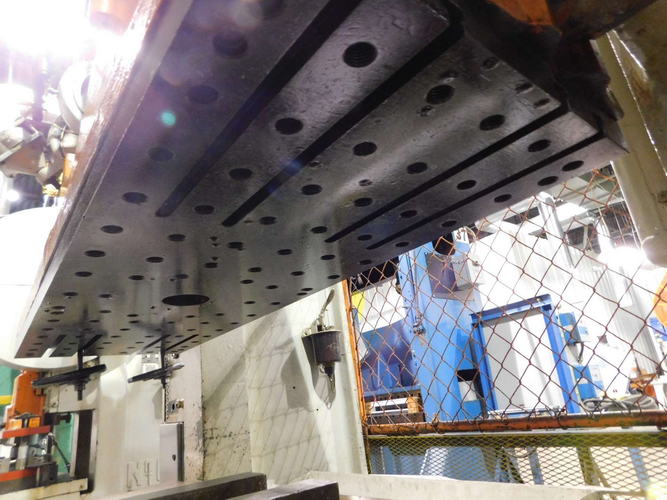 60 Ton ROUSSELLE OBI Press, 4 Str, 13-1/2 SH, 3 Adj, 18 x 60 Bed, 50 SPM