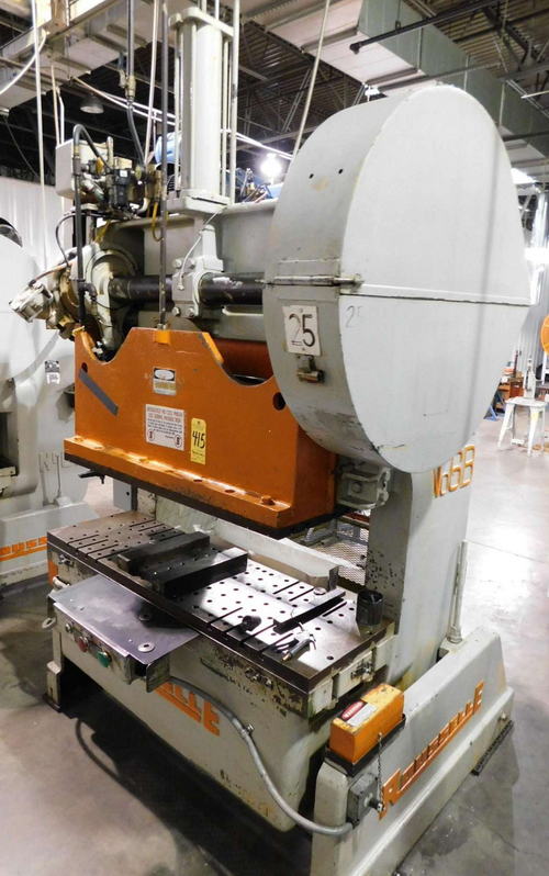 60 Ton ROUSSELLE OBI Press, 4 Str, 13-1/2 SH, 3 Adj, 18 x 60 Bed, 50 SPM