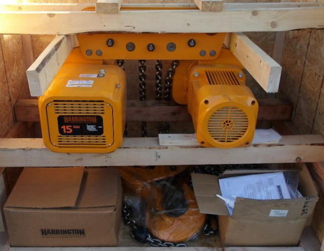 15 Ton HARRINGTON Electric Chain Hoist, 7.5/2.5 FPM, F Duty, 20' Lift, New