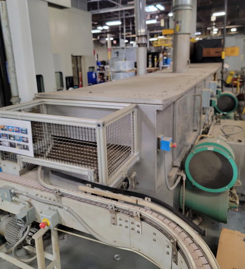 36 W x 2-1/2 H JENFAB Belt Washer, Wash/2x Rinse/Phos/Rinse/Seal/Hot B/O, Gas