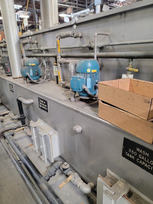 36 W x 2-1/2 H JENFAB Belt Washer, Wash/2x Rinse/Phos/Rinse/Seal/Hot B/O, Gas