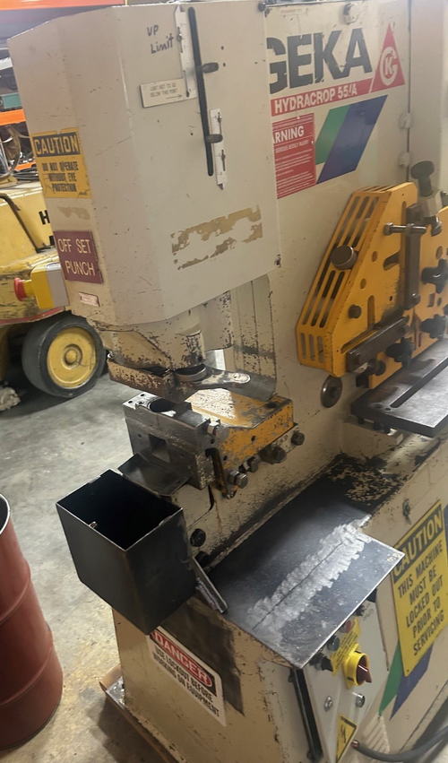 4 x 4 x 1/2 GEKA 55A Hyd Ironworker, 60 Ton Punch, 1-1/2 Rd/Sq, 3/4 Hole